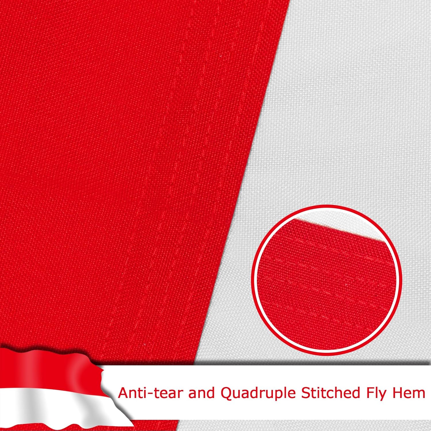 Indonesia Indonesian Flag for Outside, 400D Heavy Duty Polyester, Double-Sided Printing, Quadruple Stitched Fly Hem, Fade Resistant, 2 Brass Grommets