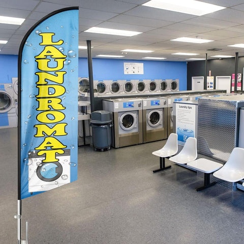 Laundromat Feather Flag: Advertising Banner for Laundromat Business (8ft)