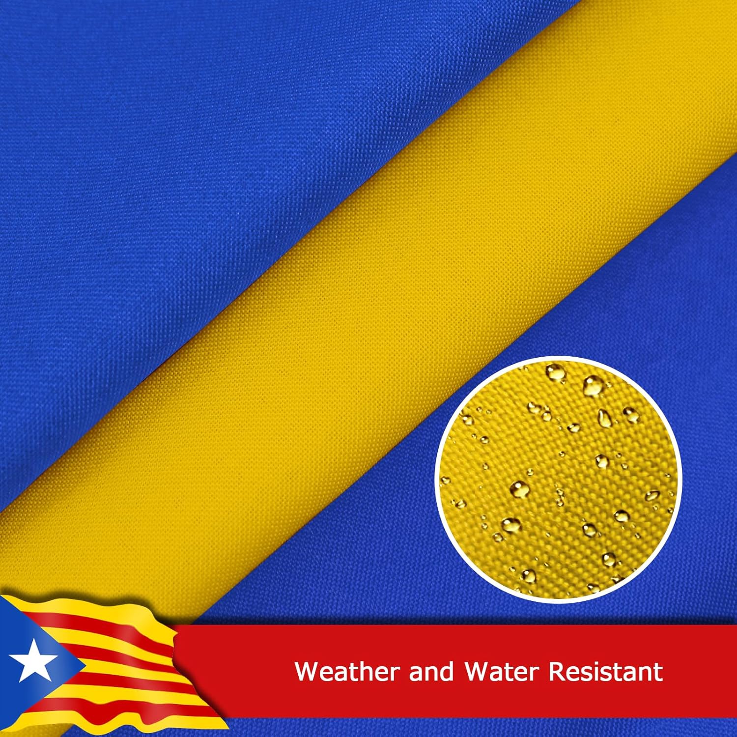 Blue Estelada Catalan Flag for Outside, 400D Heavy Duty Polyester, Double-Sided Printing, Quadruple Stitched Fly Hem, Fade Resistant, 2 Brass Grommets