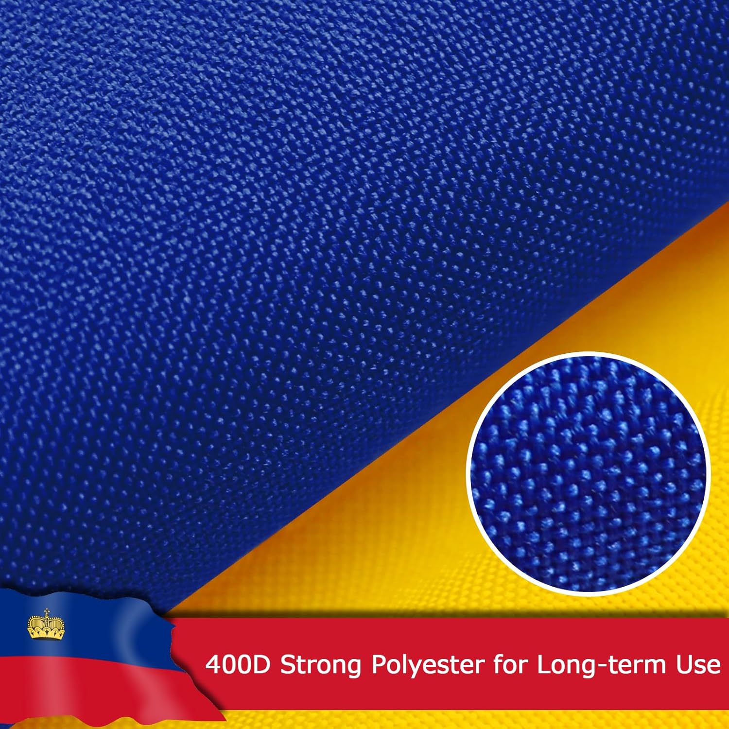 Liechtenstein Liechtensteiner Flag for Outside, 400D Heavy Duty Polyester, Double-Sided Printing, Quadruple Stitched Fly Hem, Fade Resistant, 2 Brass Grommets