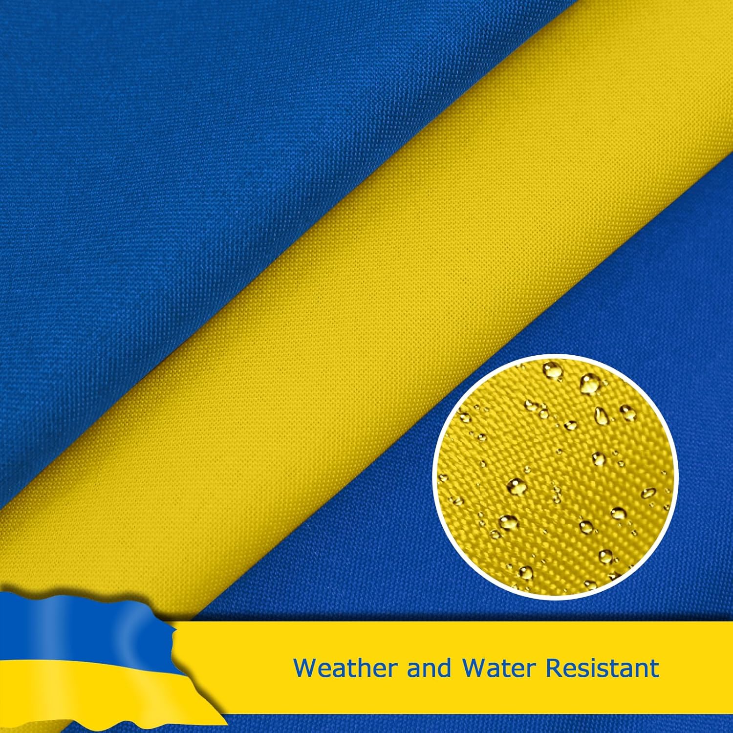 Ukraine Ukrainian Flag for Outside, 400D Heavy Duty Polyester, Double-Sided Printing, Quadruple Stitched Fly Hem, Fade Resistant, 2 Brass Grommets