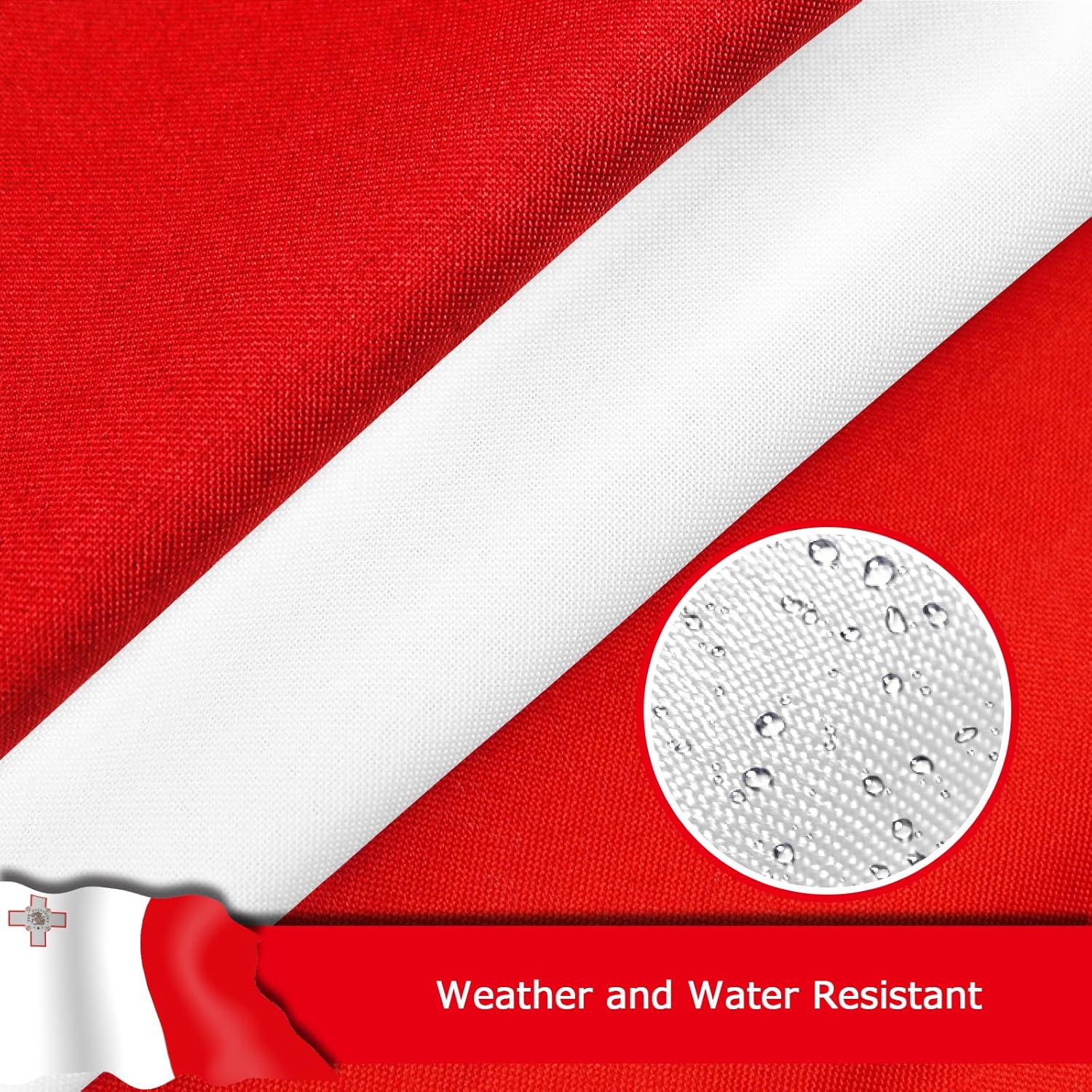 Malta Maltese Flag for Outside, 400D Heavy Duty Polyester, Double-Sided Printing, Quadruple Stitched Fly Hem, Fade Resistant, 2 Brass Grommets