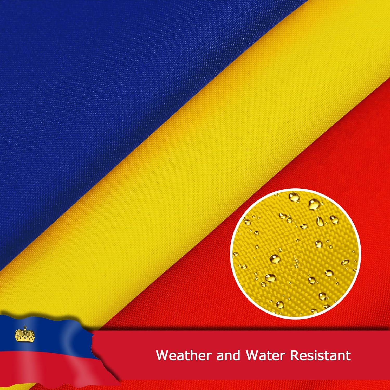 Liechtenstein Liechtensteiner Flag for Outside, 400D Heavy Duty Polyester, Double-Sided Printing, Quadruple Stitched Fly Hem, Fade Resistant, 2 Brass Grommets