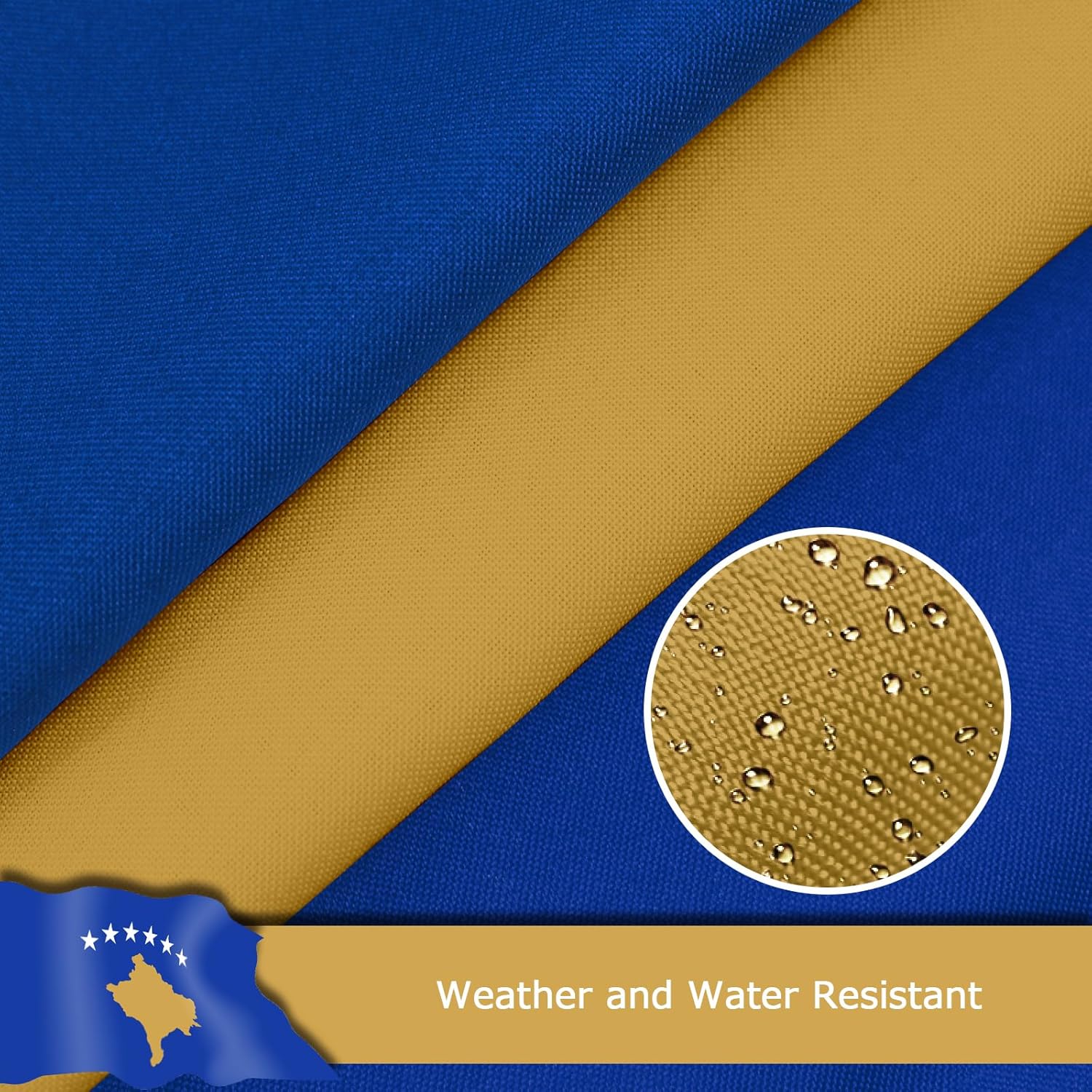 Kosovo Kosovar Flag for Outside, 400D Heavy Duty Polyester, Double-Sided Printing, Quadruple Stitched Fly Hem, Fade Resistant, 2 Brass Grommets