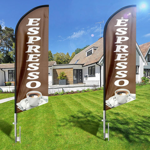 8ft Coffee Espresso Feather Flag - Attract Customers to Your Espresso Business!