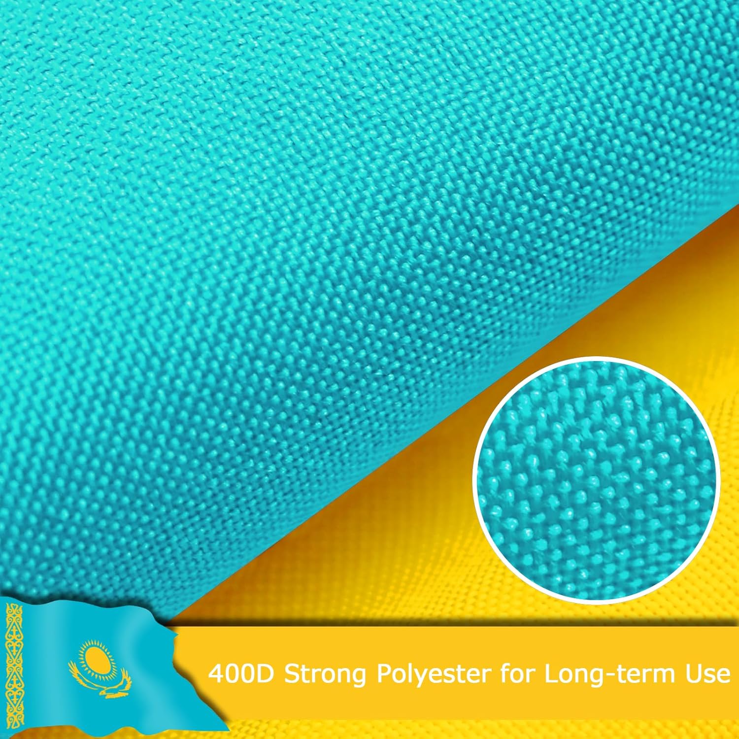 Kazakhstan Kazakhstani Flag for Outside, 400D Heavy Duty Polyester, Double-Sided Printing, Quadruple Stitched Fly Hem, Fade Resistant, 2 Brass Grommets