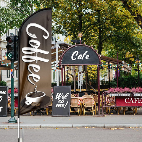 Coffee Feather Flag: Advertising Banner for Coffee Business