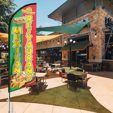 8ft Mexican Restaurant Feather Flag - Advertise Your Business!
