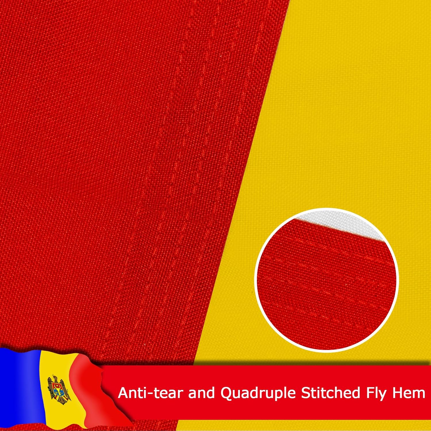 Moldova Moldovan Flag for Outside, 400D Heavy Duty Polyester, Double-Sided Printing, Quadruple Stitched Fly Hem, Fade Resistant, 2 Brass Grommets