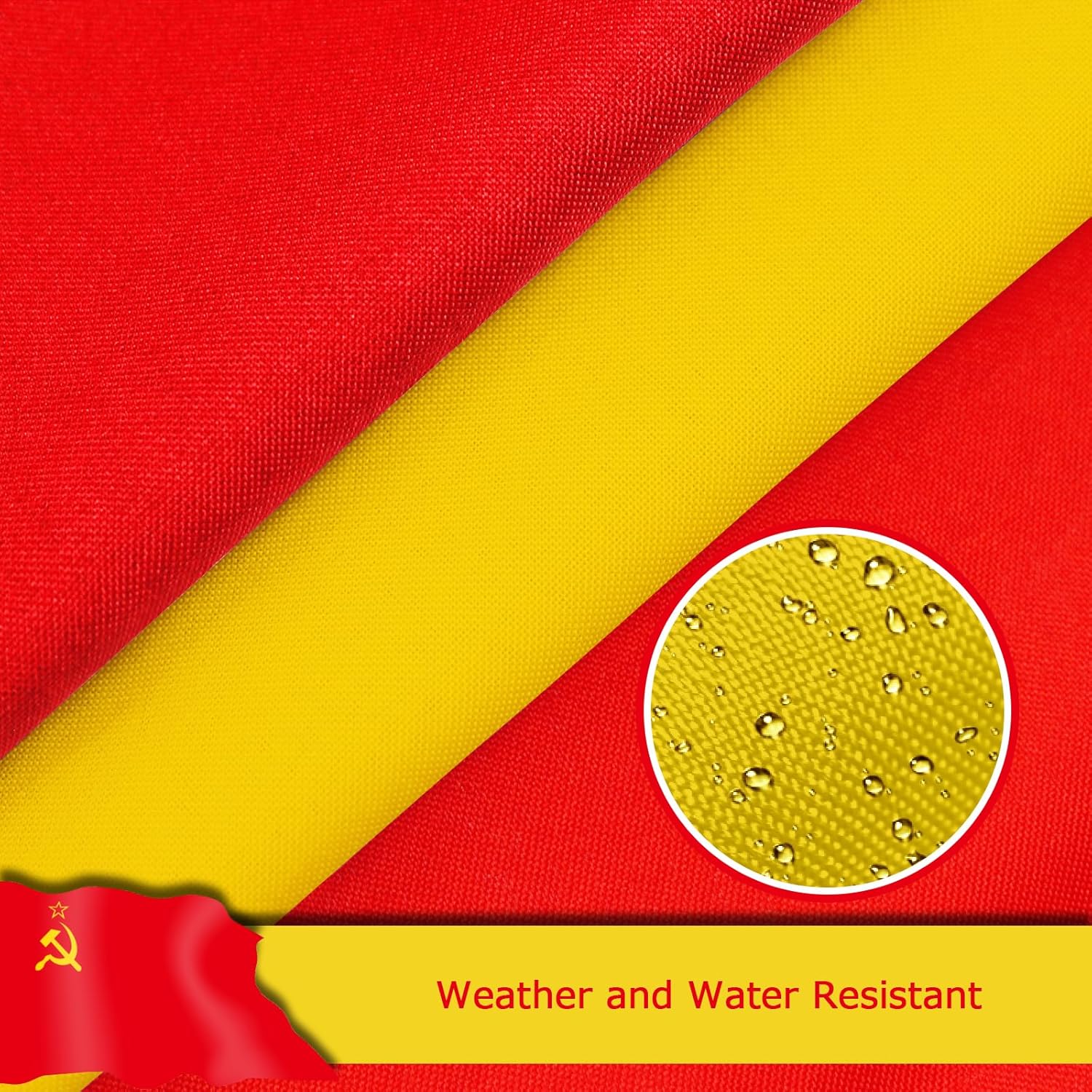 Union of Soviet Socialist Republics USSR Flag for Outside, 400D Heavy Duty Polyester, Double-Sided Printing, Quadruple Stitched Fly Hem, Fade Resistant, 2 Brass Grommets