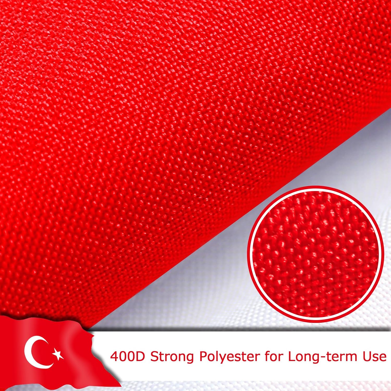 Turkey Turkish Flag for Outside, 400D Heavy Duty Polyester, Double-Sided Printing, Quadruple Stitched Fly Hem, Fade Resistant, 2 Brass Grommets