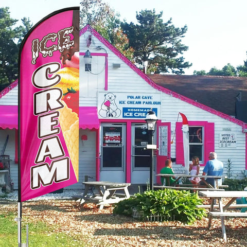 FSFLAG Ice Cream Swooper Flag: 8Ft Advertising Banner for Ice Cream Business
