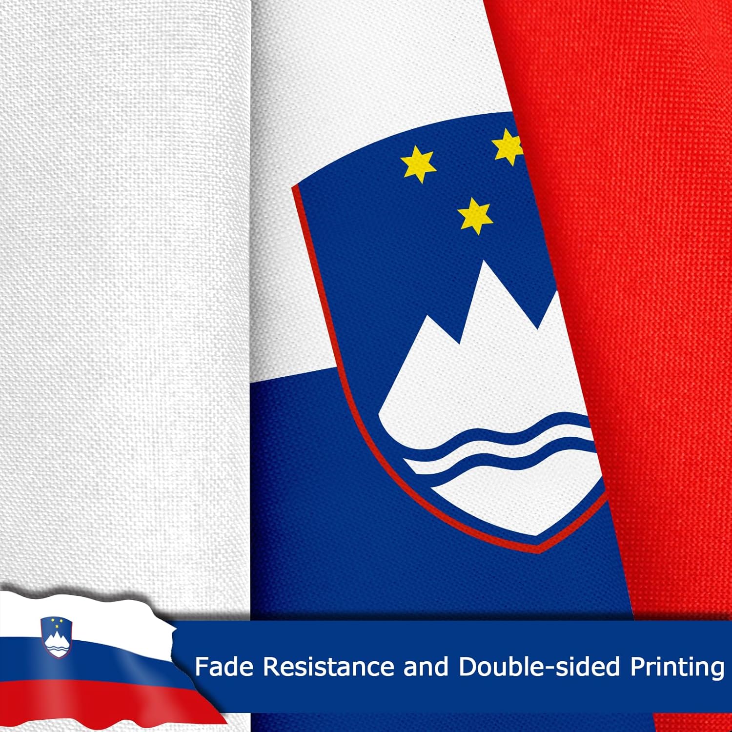 Slovenia Slovenian Flag for Outside, 400D Heavy Duty Polyester, Double-Sided Printing, Quadruple Stitched Fly Hem, Fade Resistant, 2 Brass Grommets