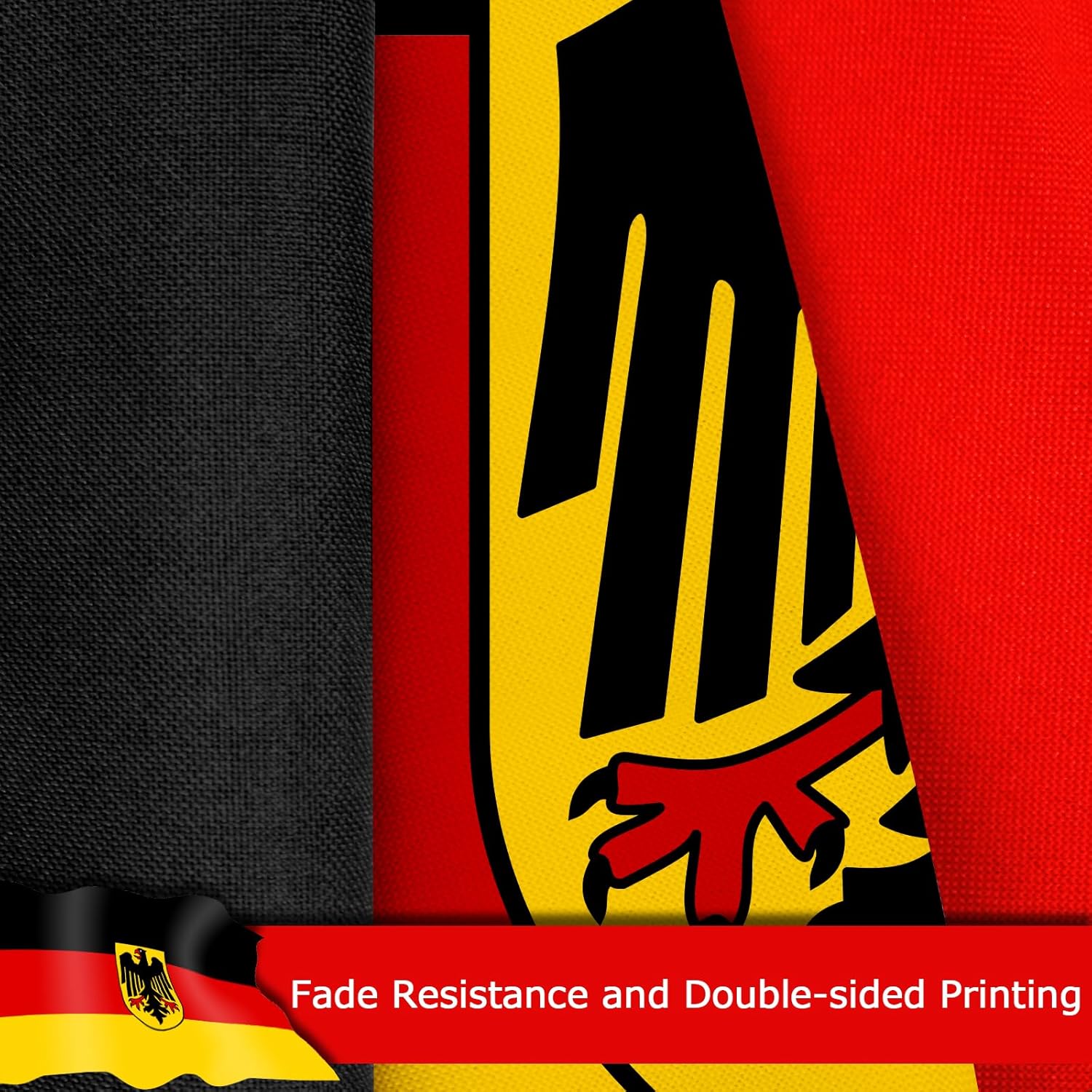 Germany German Ensign Flag for Outside, 400D Heavy Duty Polyester, Double-Sided Printing, Quadruple Stitched Fly Hem, Fade Resistant, 2 Brass Grommets