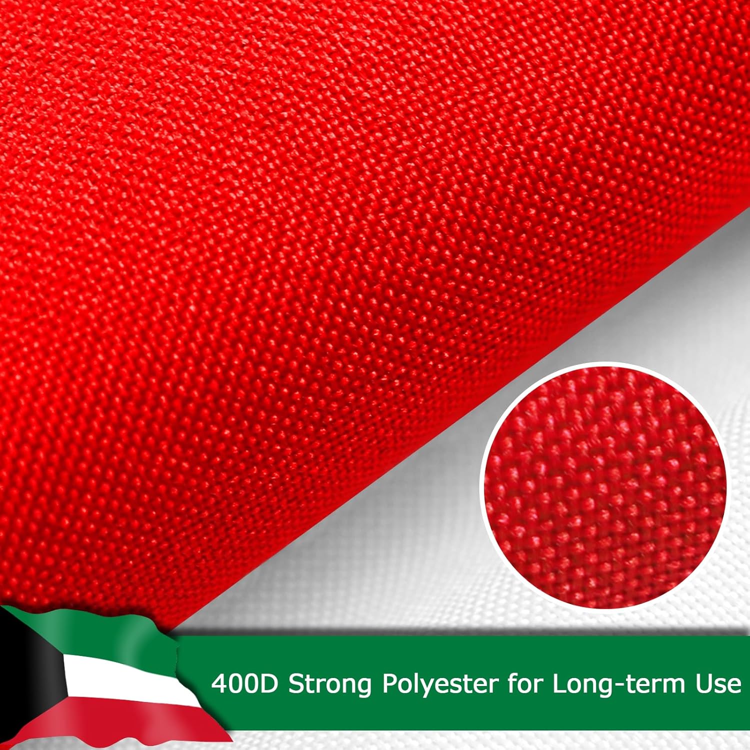 Kuwait Kuwaiti Flag for Outside, 400D Heavy Duty Polyester, Double-Sided Printing, Quadruple Stitched Fly Hem, Fade Resistant, 2 Brass Grommets