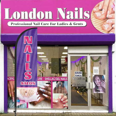 FSFLAG Nails Salon Feather Flag Set: 8Ft Advertising Banner for Nails Salon Business