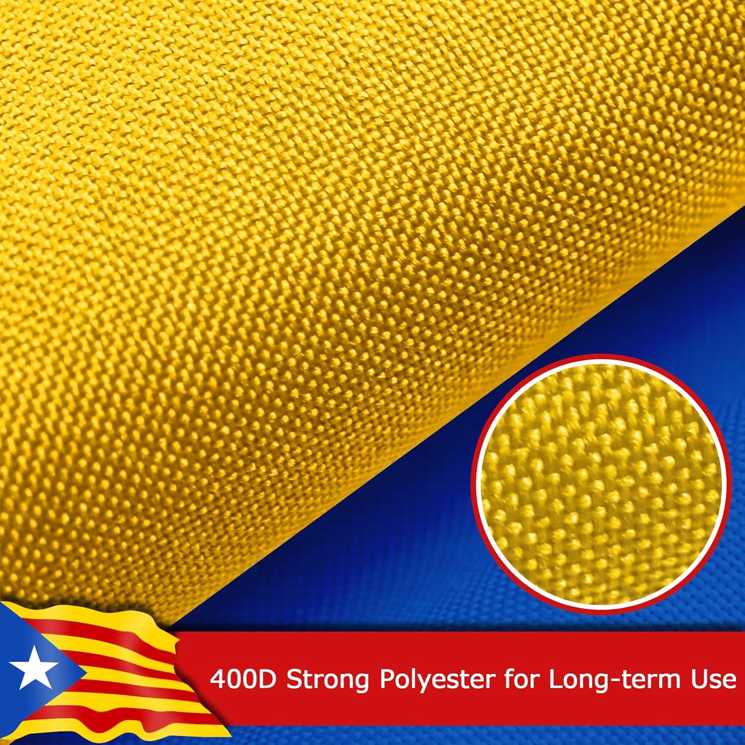 Blue Estelada Catalan Flag for Outside, 400D Heavy Duty Polyester, Double-Sided Printing, Quadruple Stitched Fly Hem, Fade Resistant, 2 Brass Grommets