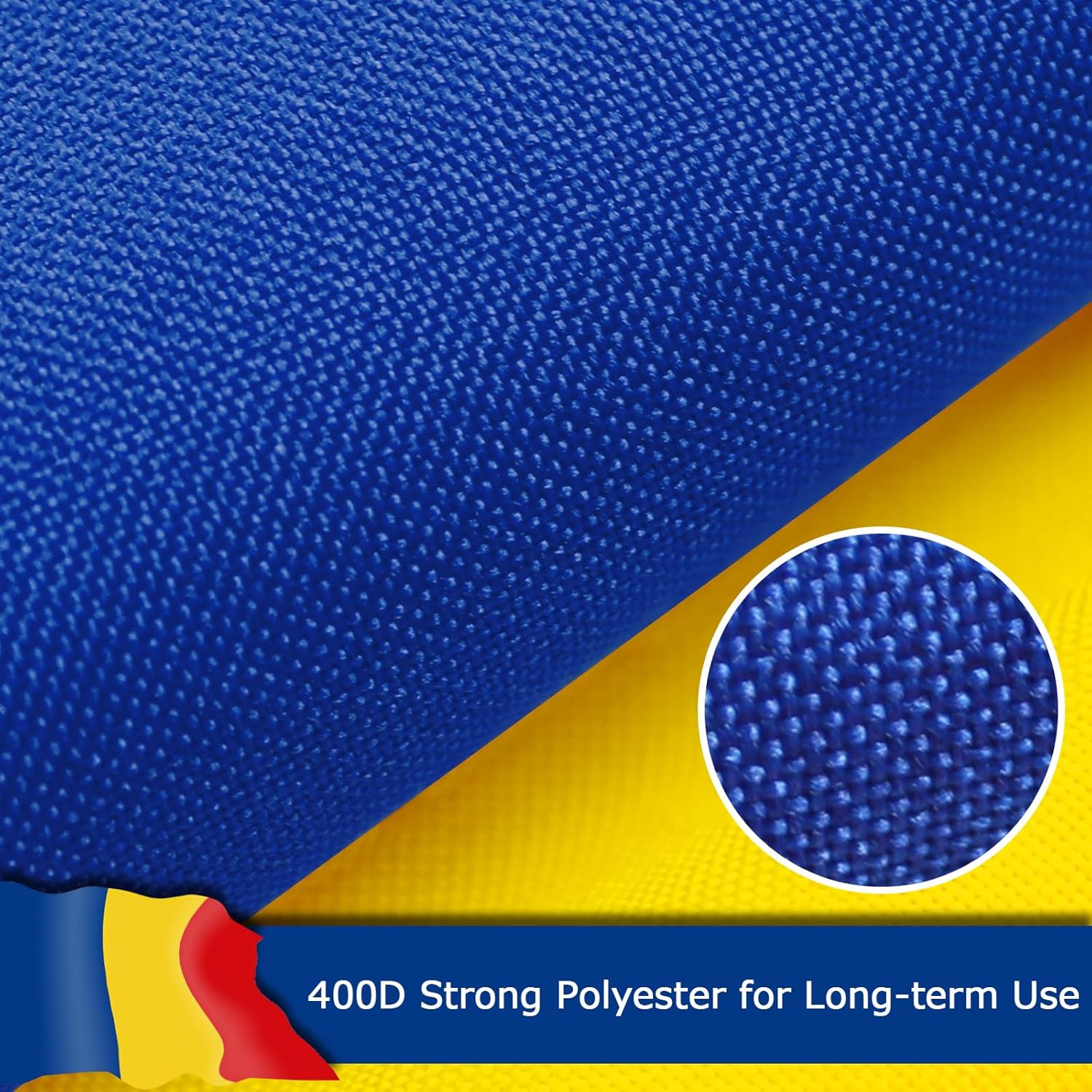 Romania Romanian Flag for Outside, 400D Heavy Duty Polyester, Double-Sided Printing, Quadruple Stitched Fly Hem, Fade Resistant, 2 Brass Grommets