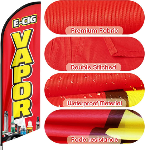 E-cig Vapor Feather Flag: Advertising Banner for E-cig Vapor Business (8ft)