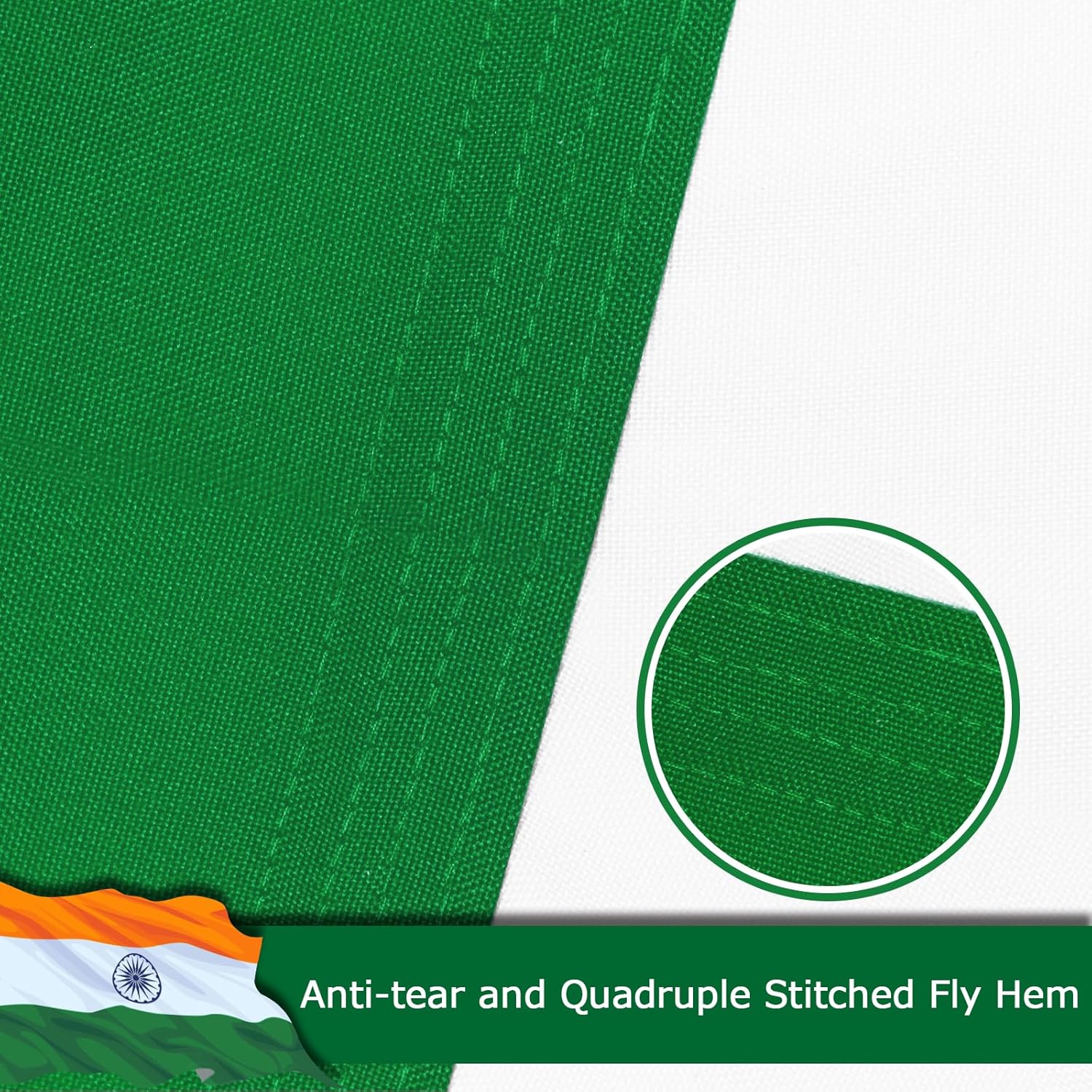 India Indian Flag for Outside, 400D Heavy Duty Polyester, Double-Sided Printing, Quadruple Stitched Fly Hem, Fade Resistant, 2 Brass Grommets