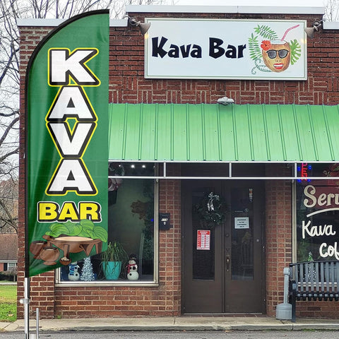 Kava Bar Feather Flag Set: Advertising Banner for Kava Bar Business