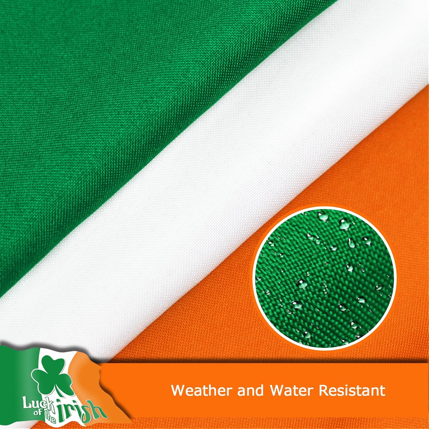 Ireland Irish Luck of the Irish Flag for Outside, 400D Heavy Duty Polyester, Double-Sided Printing, Quadruple Stitched Fly Hem, Fade Resistant, 2 Brass Grommets