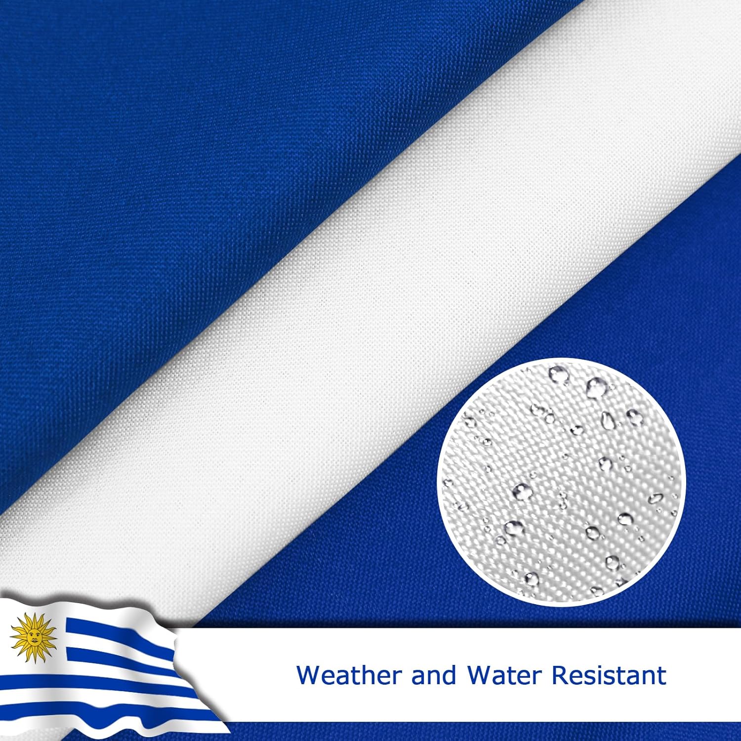 Uruguay Uruguayan Flag for Outside, 400D Heavy Duty Polyester, Double-Sided Printing, Quadruple Stitched Fly Hem, Fade Resistant, 2 Brass Grommets