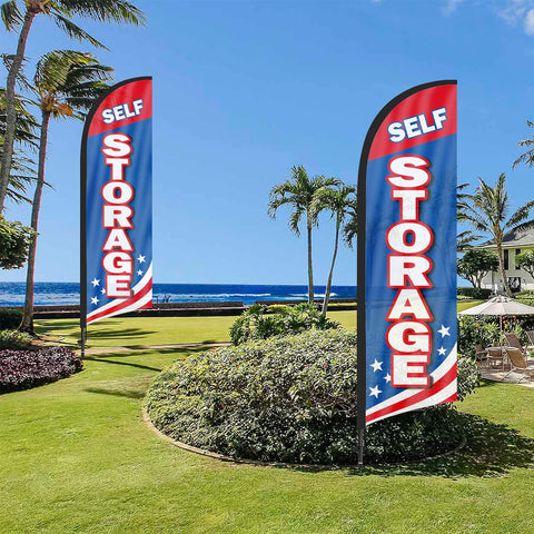 Self Storage Feather Flag: Advertising Banner for Self Storage Business (8ft)
