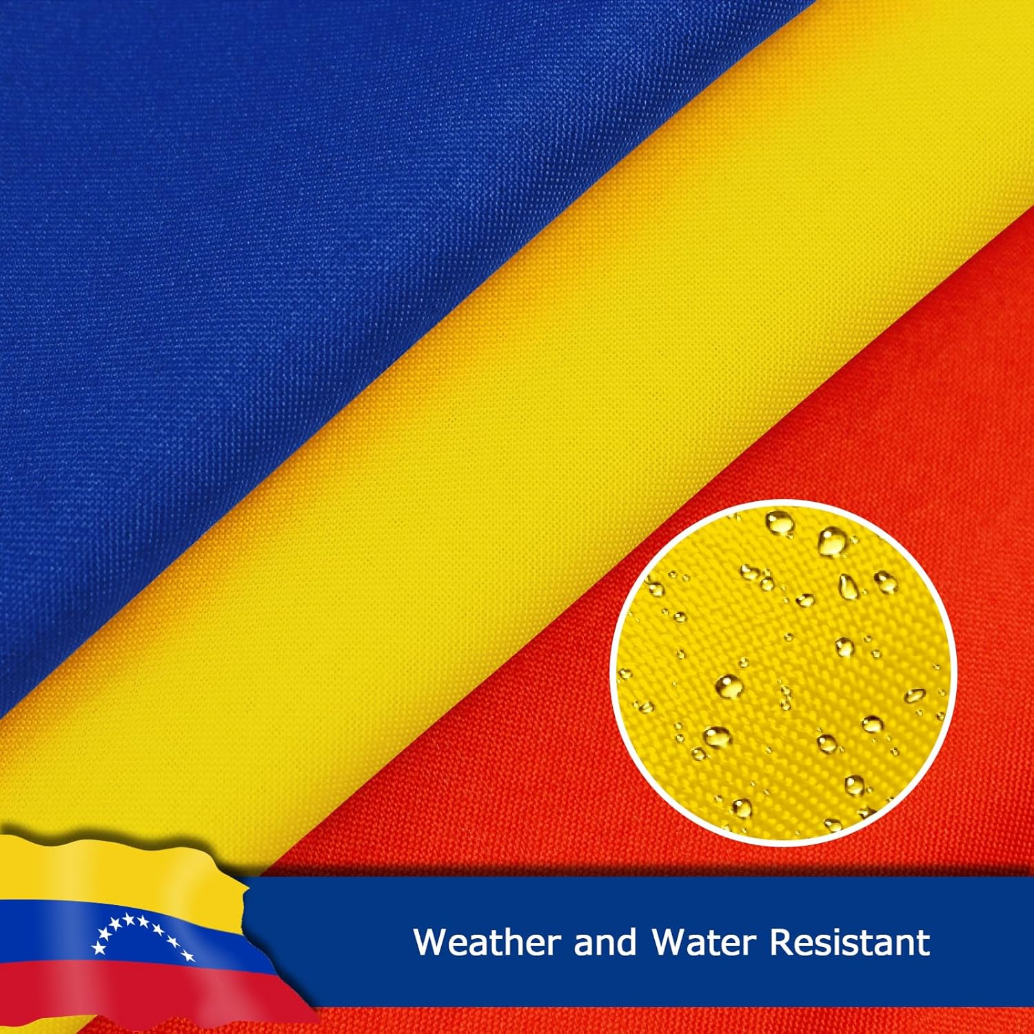 Venezuela Venezuelan Flag for Outside, 400D Heavy Duty Polyester, Double-Sided Printing, Quadruple Stitched Fly Hem, Fade Resistant, 2 Brass Grommets