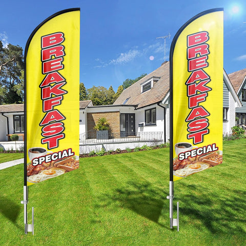 8ft Breakfast Special Feather Flag - Promote Your Breakfast Special!