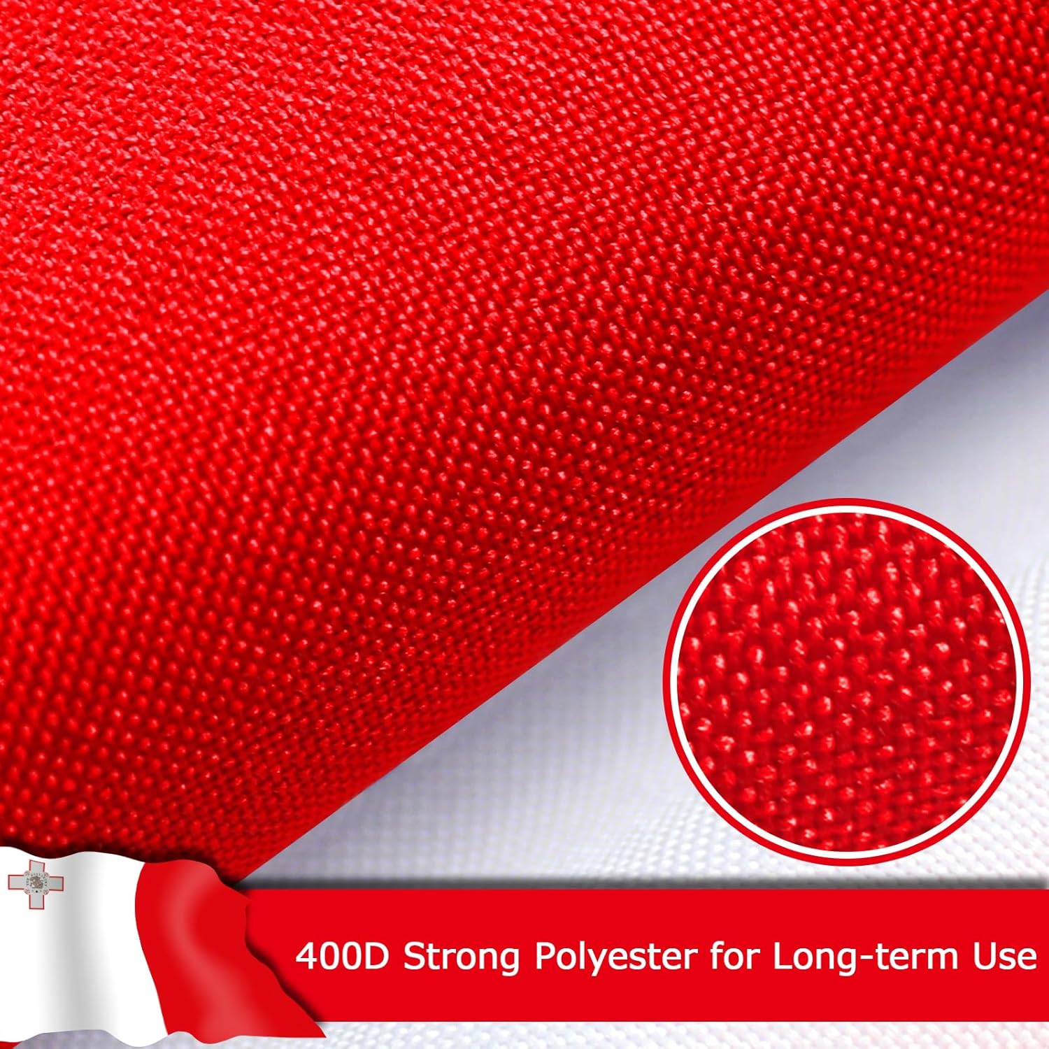 Malta Maltese Flag for Outside, 400D Heavy Duty Polyester, Double-Sided Printing, Quadruple Stitched Fly Hem, Fade Resistant, 2 Brass Grommets