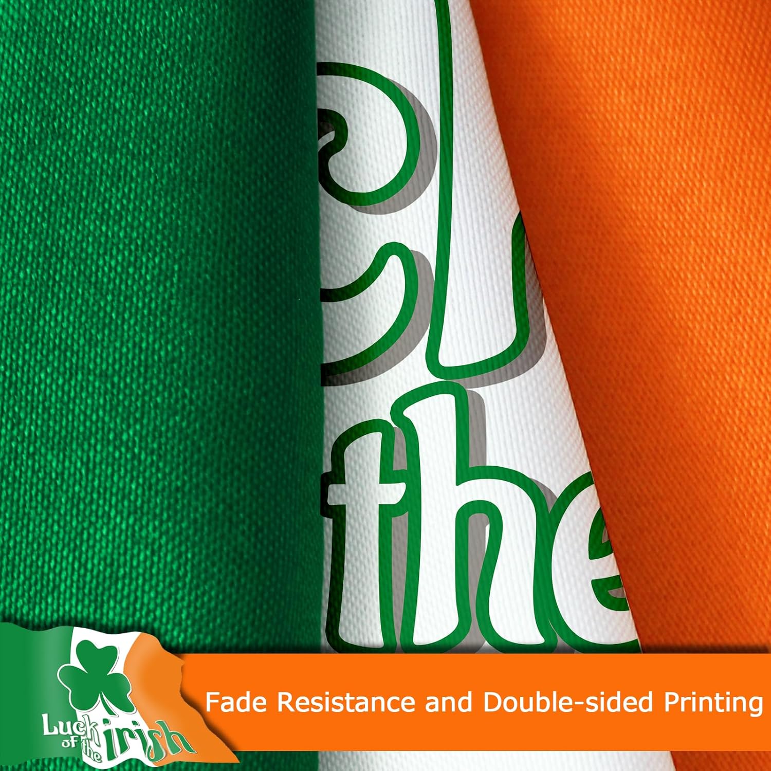 Ireland Irish Luck of the Irish Flag for Outside, 400D Heavy Duty Polyester, Double-Sided Printing, Quadruple Stitched Fly Hem, Fade Resistant, 2 Brass Grommets