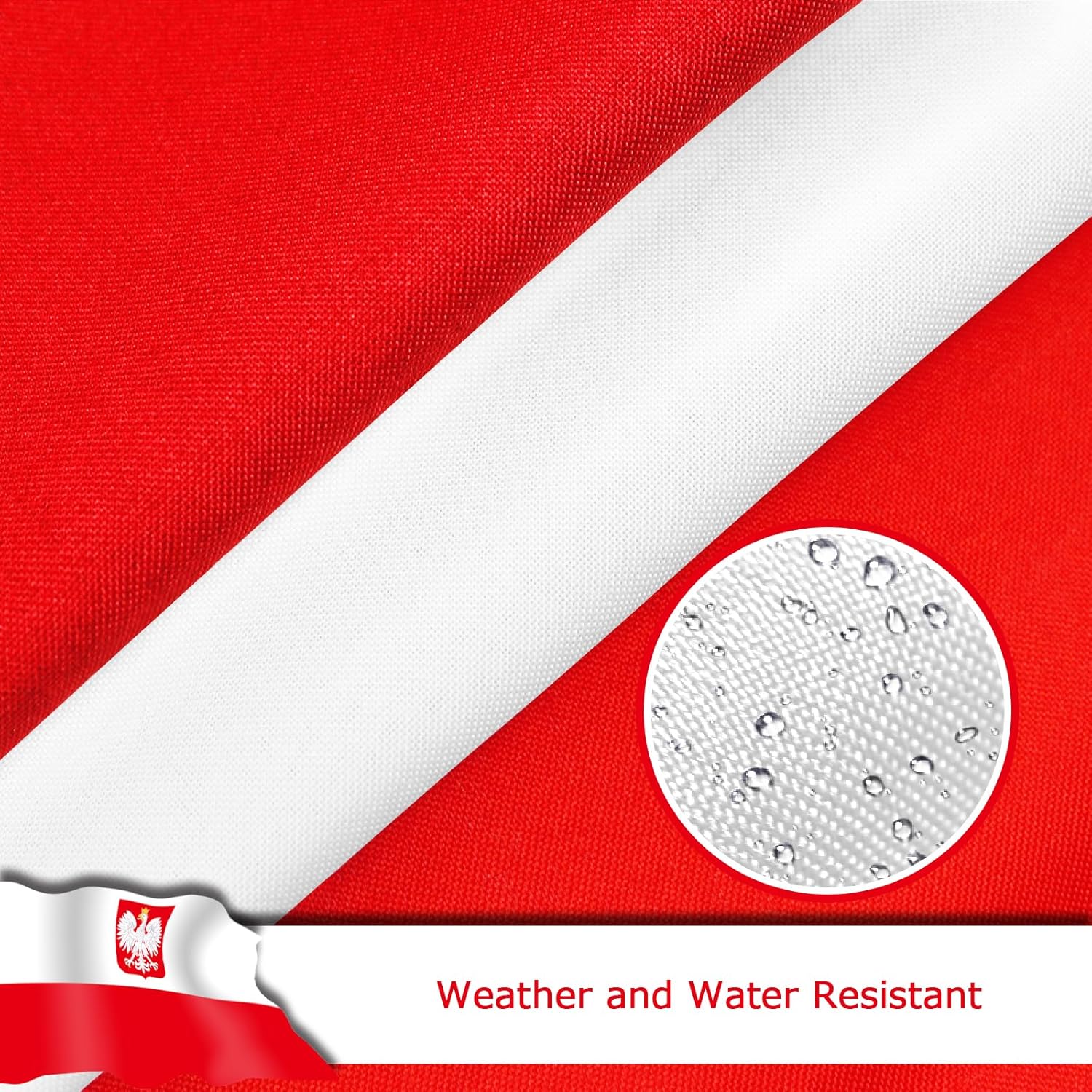 Poland Polish Ensign Flag for Outside, 400D Heavy Duty Polyester, Double-Sided Printing, Quadruple Stitched Fly Hem, Fade Resistant, 2 Brass Grommets