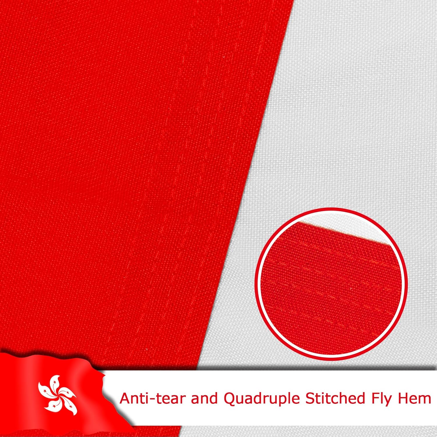 Hong Kong Hong Konger Flag for Outside, 400D Heavy Duty Polyester, Double-Sided Printing, Quadruple Stitched Fly Hem, Fade Resistant, 2 Brass Grommets