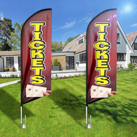 Tickets Feather Flag: Advertising Banner for Tickets Business (8ft)