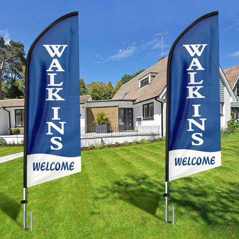 8ft Walk-Ins Welcome Feather Flag