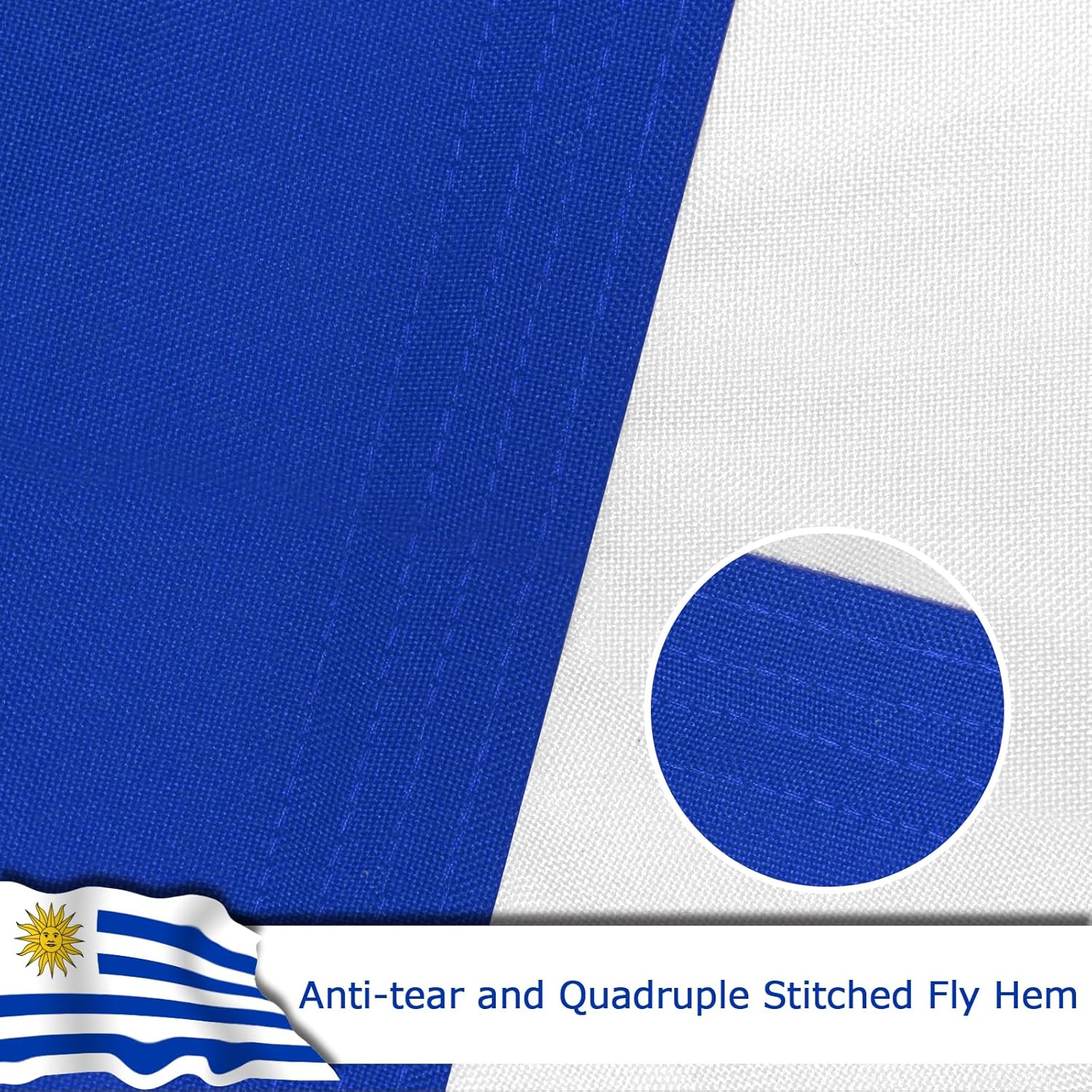 Uruguay Uruguayan Flag for Outside, 400D Heavy Duty Polyester, Double-Sided Printing, Quadruple Stitched Fly Hem, Fade Resistant, 2 Brass Grommets