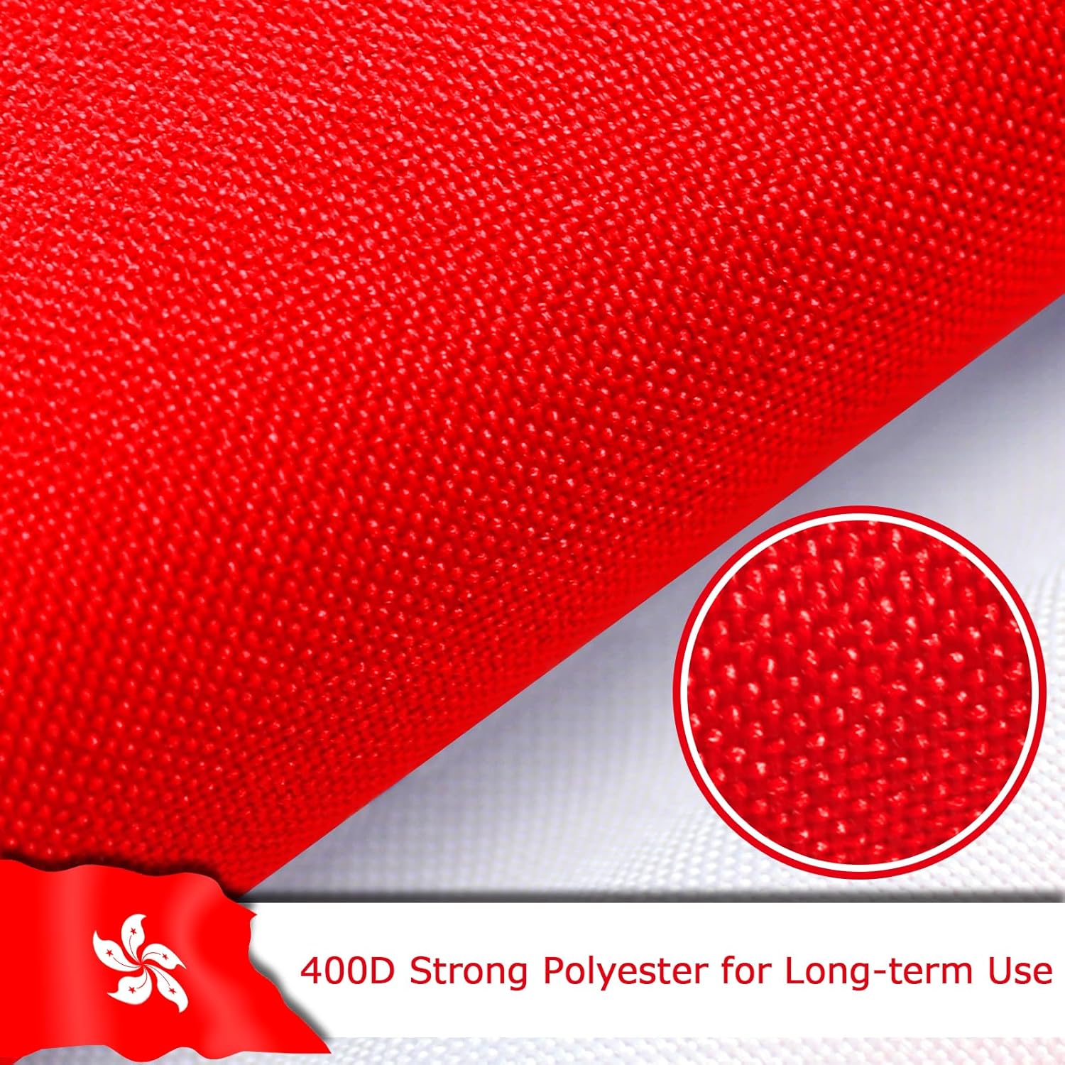 Hong Kong Hong Konger Flag for Outside, 400D Heavy Duty Polyester, Double-Sided Printing, Quadruple Stitched Fly Hem, Fade Resistant, 2 Brass Grommets