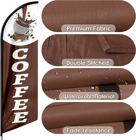 8ft Coffee Feather Flag - Promote Your Coffee Business!