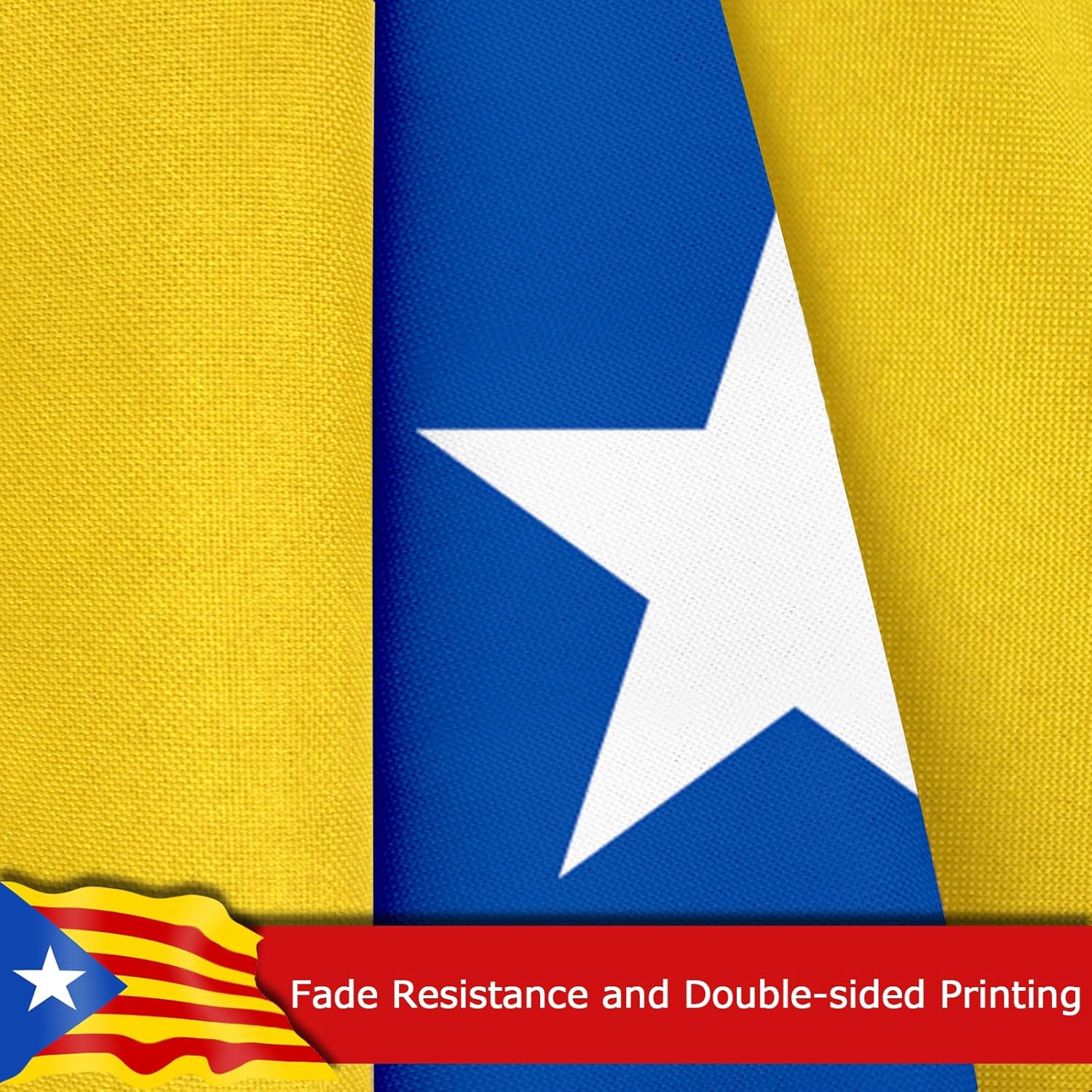 Blue Estelada Catalan Flag for Outside, 400D Heavy Duty Polyester, Double-Sided Printing, Quadruple Stitched Fly Hem, Fade Resistant, 2 Brass Grommets