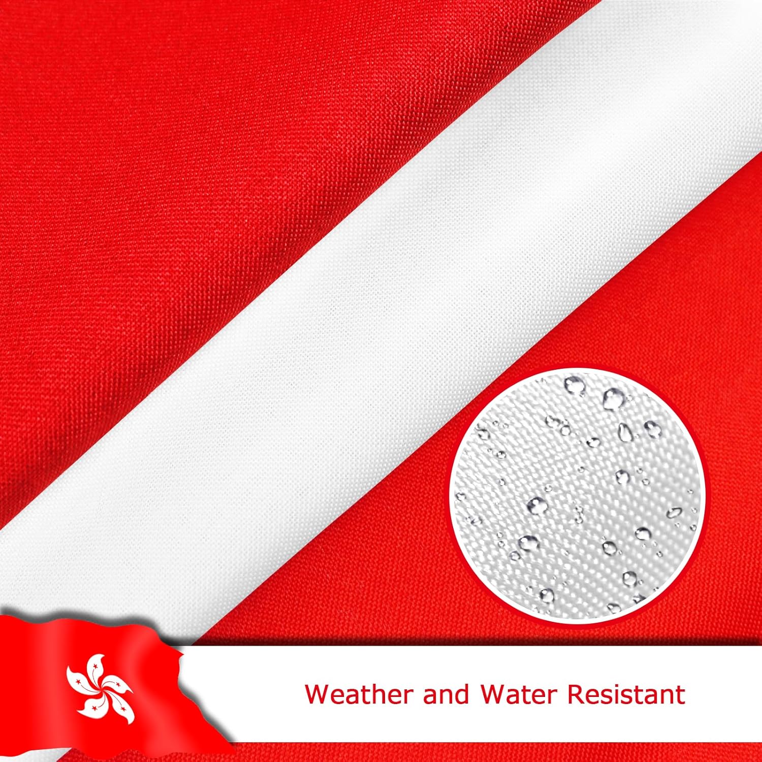 Hong Kong Hong Konger Flag for Outside, 400D Heavy Duty Polyester, Double-Sided Printing, Quadruple Stitched Fly Hem, Fade Resistant, 2 Brass Grommets