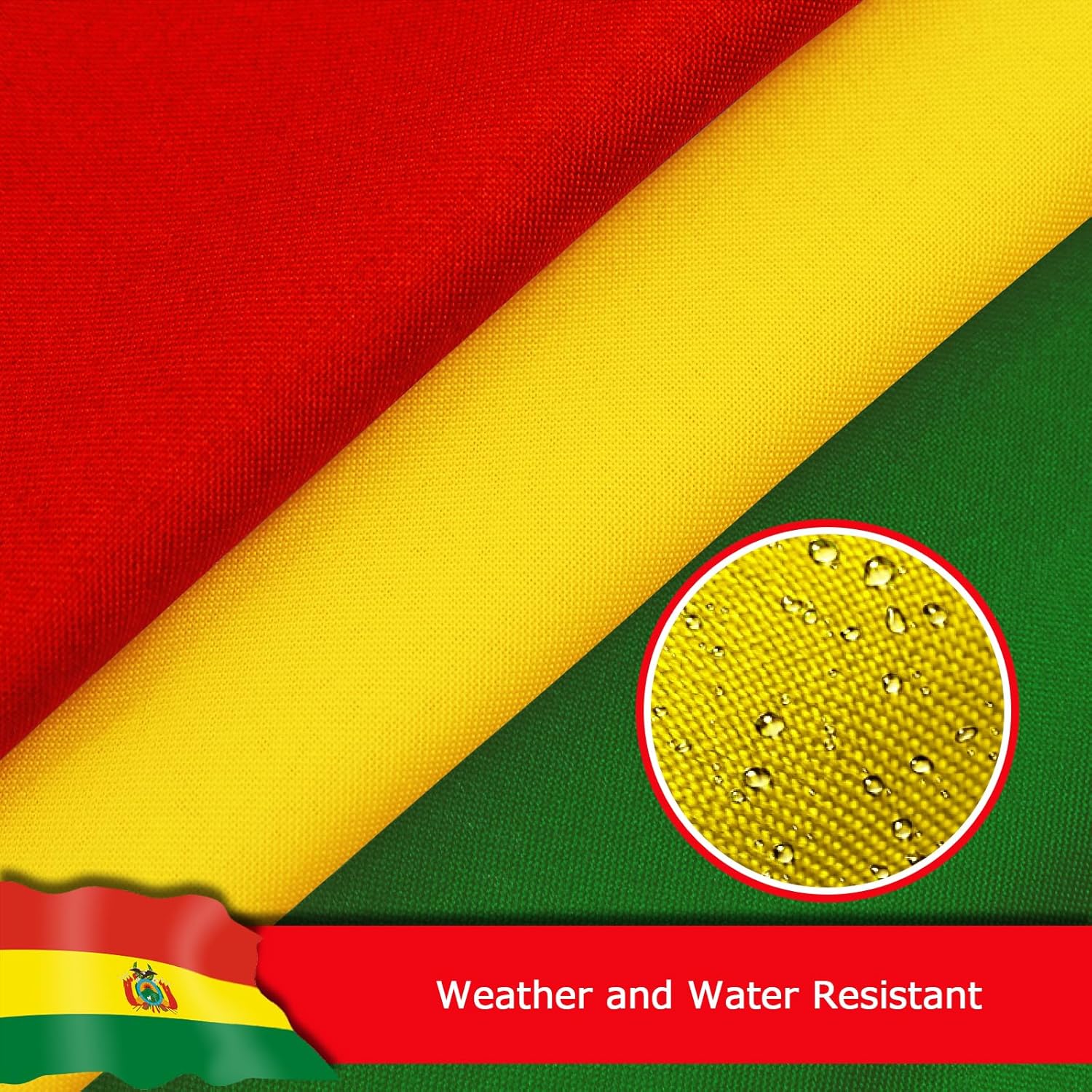 Bolivia Flag for Outside, 400D Heavy Duty Polyester, Double-Sided Printing, Quadruple Stitched Fly Hem, Fade Resistant, 2 Brass Grommets