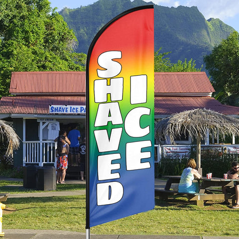 FSFLAG Shaved Ice Feather Flag Kit: 11Ft Advertising Banner for Shaved Ice Business