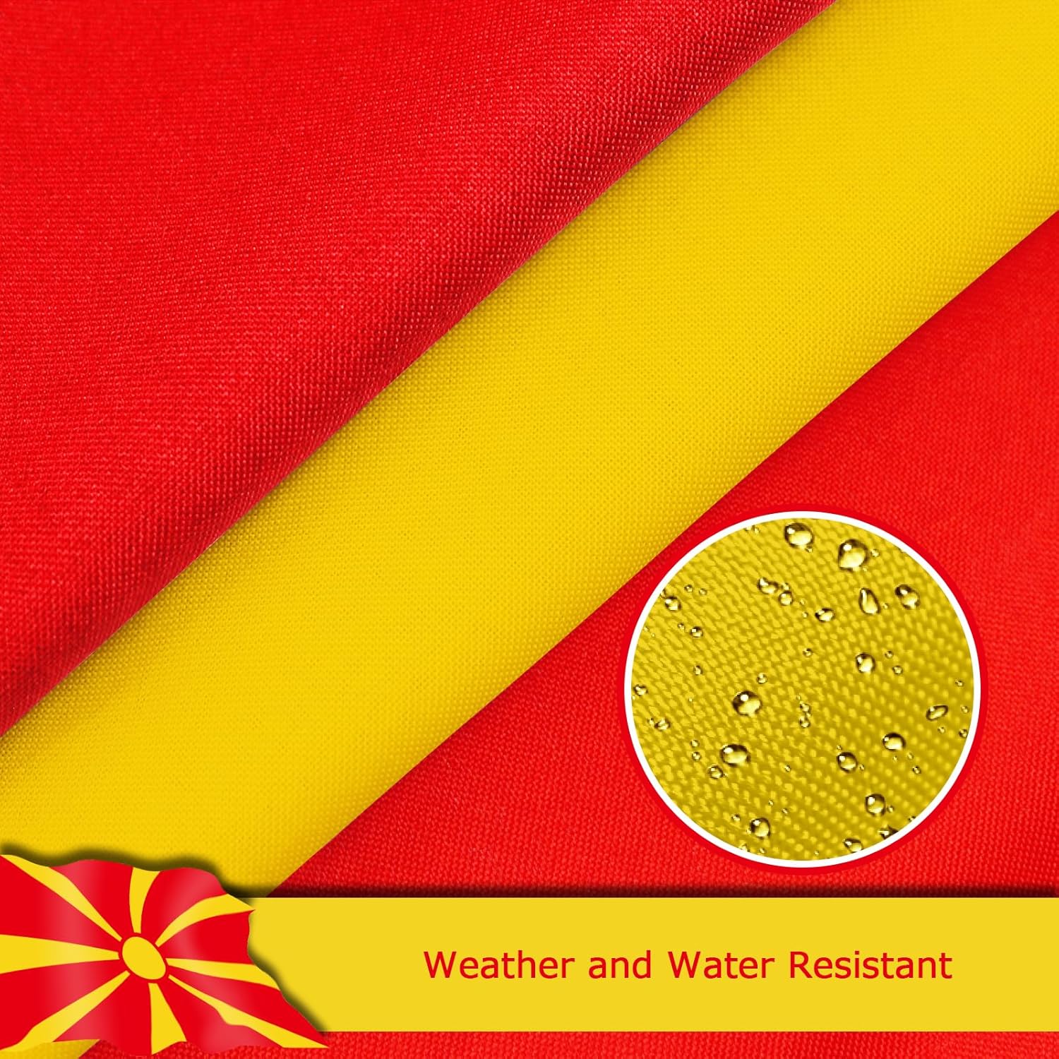 Macedonia Macedonian Flag for Outside, 400D Heavy Duty Polyester, Double-Sided Printing, Quadruple Stitched Fly Hem, Fade Resistant, 2 Brass Grommets