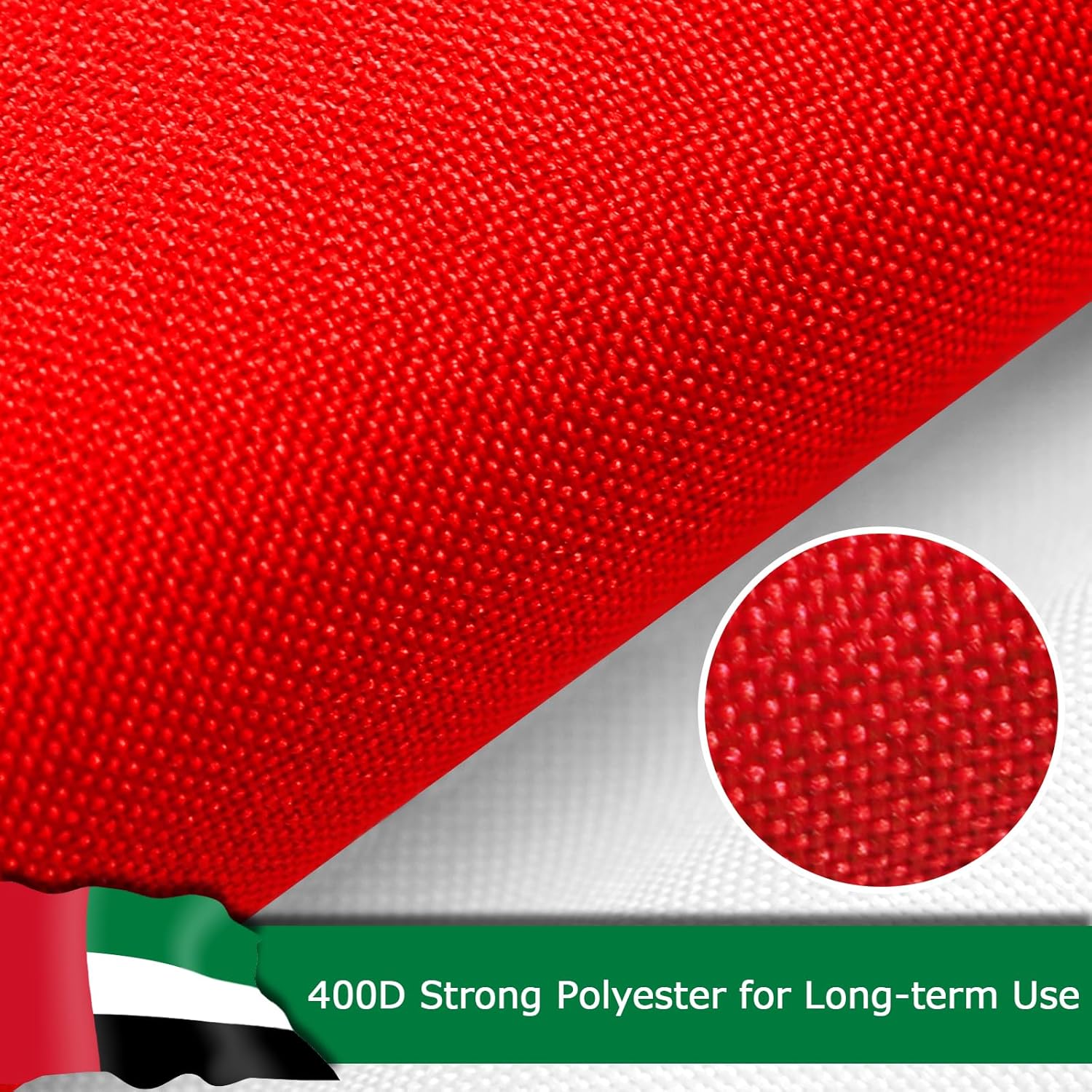 United Arab Emirates Emirati Flag for Outside, 400D Heavy Duty Polyester, Double-Sided Printing, Quadruple Stitched Fly Hem, Fade Resistant, 2 Brass Grommets