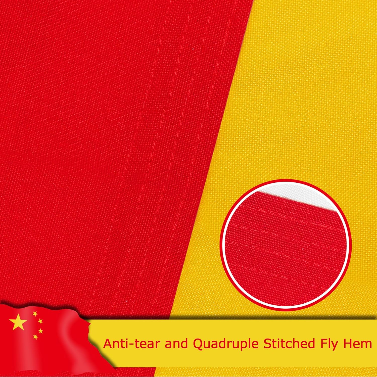 China Chinese Flag for Outside, 400D Heavy Duty Polyester, Double-Sided Printing, Quadruple Stitched Fly Hem, Fade Resistant, 2 Brass Grommets