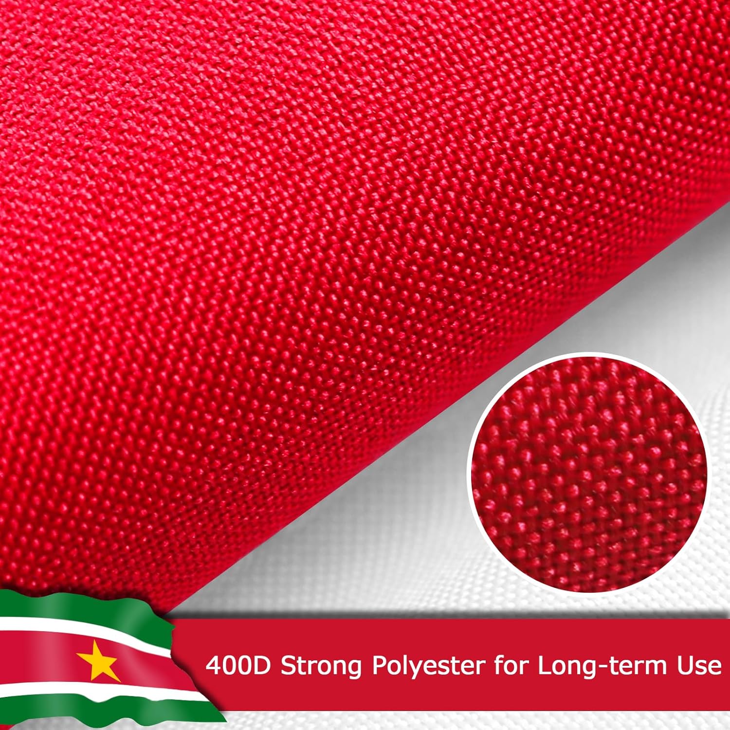 Suriname Surinamese Flag for Outside, 400D Heavy Duty Polyester, Double-Sided Printing, Quadruple Stitched Fly Hem, Fade Resistant, 2 Brass Grommets