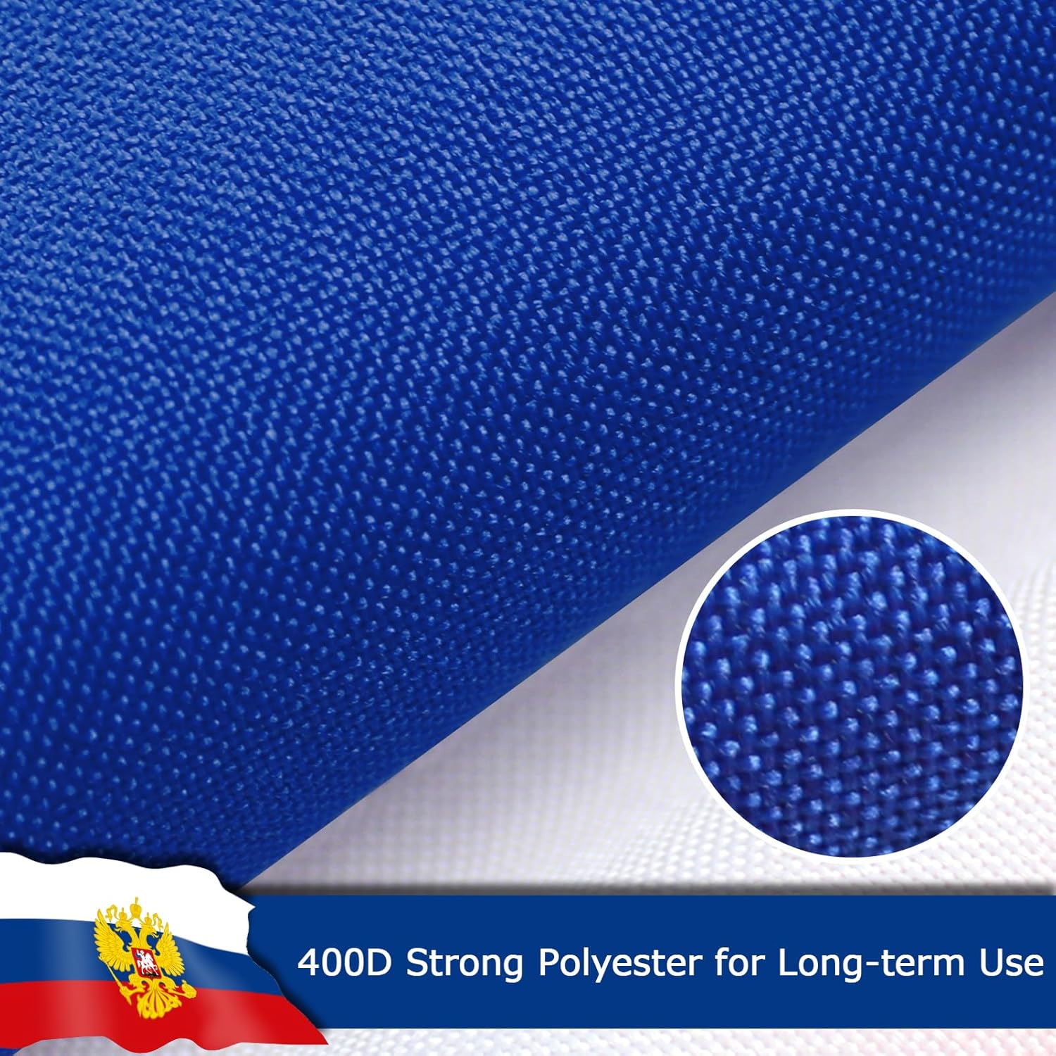 Russia Russian Ensign Flag for Outside, 400D Heavy Duty Polyester, Double-Sided Printing, Quadruple Stitched Fly Hem, Fade Resistant, 2 Brass Grommets