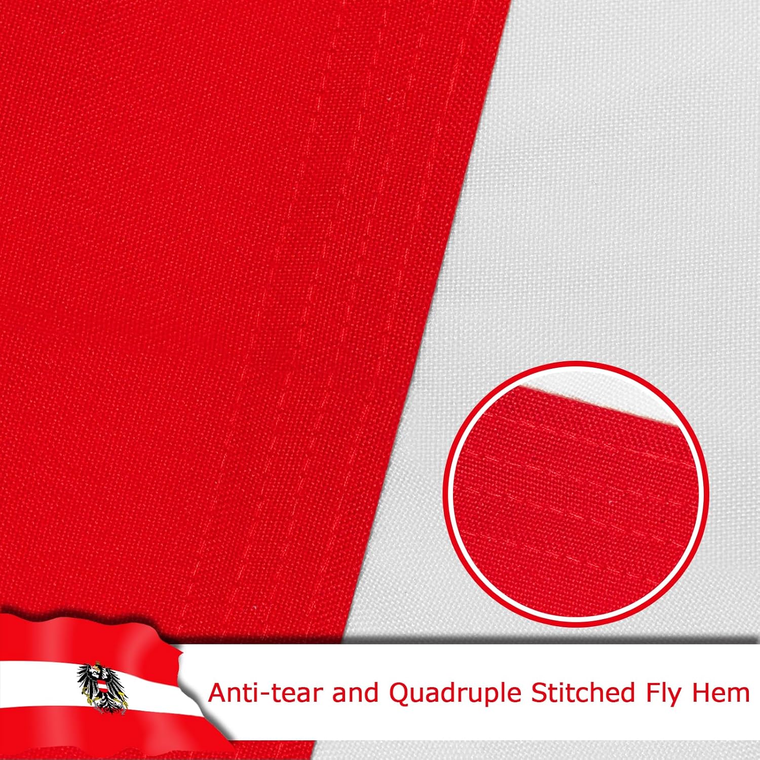 Austria Austrian Coat of Arms Flag for Outside, 400D Heavy Duty Polyester, Double-Sided Printing, Quadruple Stitched Fly Hem, Fade Resistant, 2 Brass Grommets