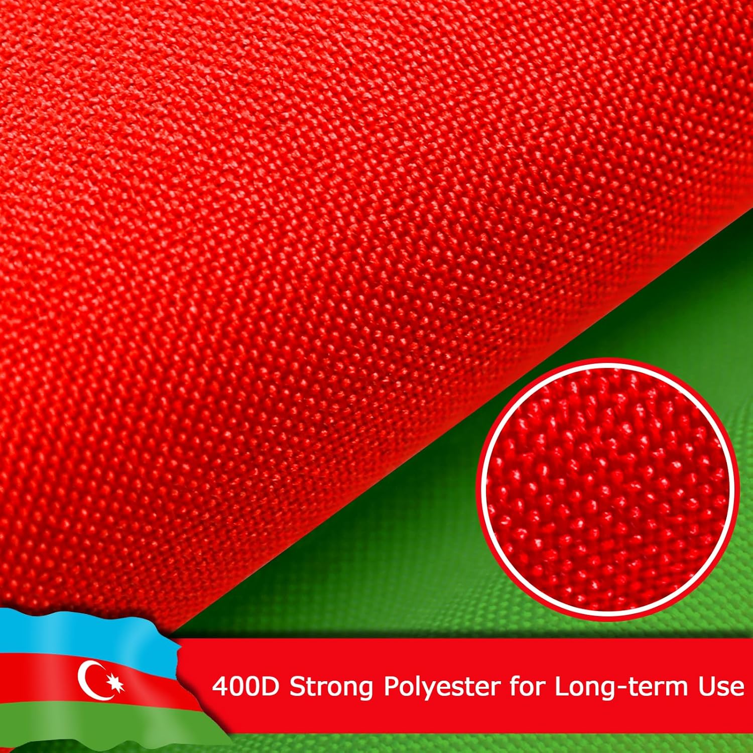 Azerbaijan Azerbaijanis Azeris Flag for Outside, 400D Heavy Duty Polyester, Double-Sided Printing, Quadruple Stitched Fly Hem, Fade Resistant, 2 Brass Grommets